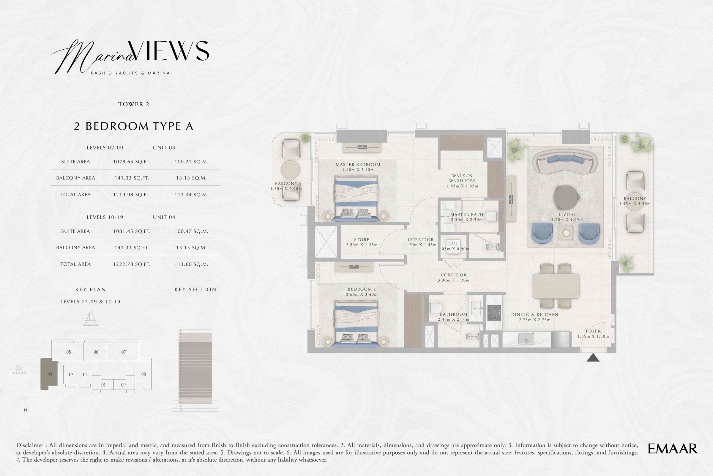 Tower 2 - 2BR - Type A - Level 2-9, 10-19 floor plan