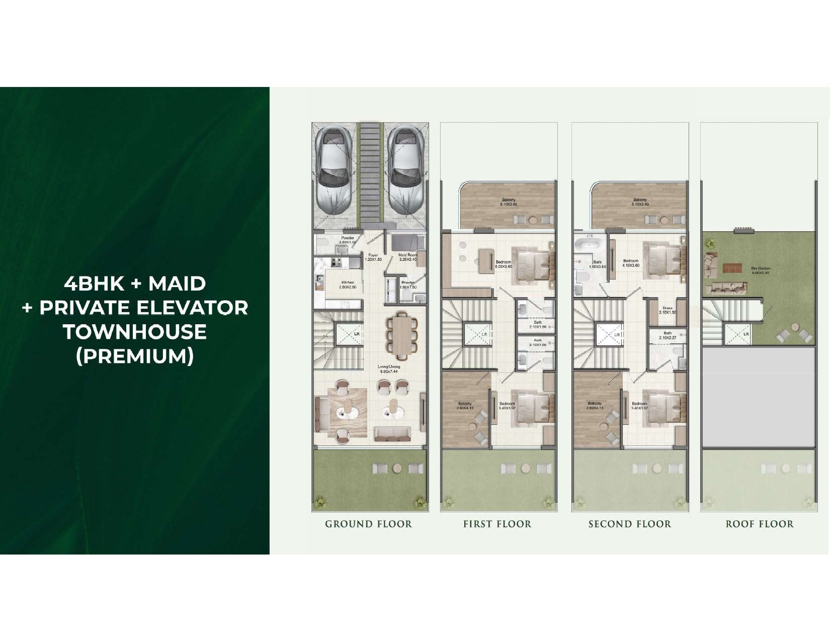 4 Bed + Maid Premium floor plan