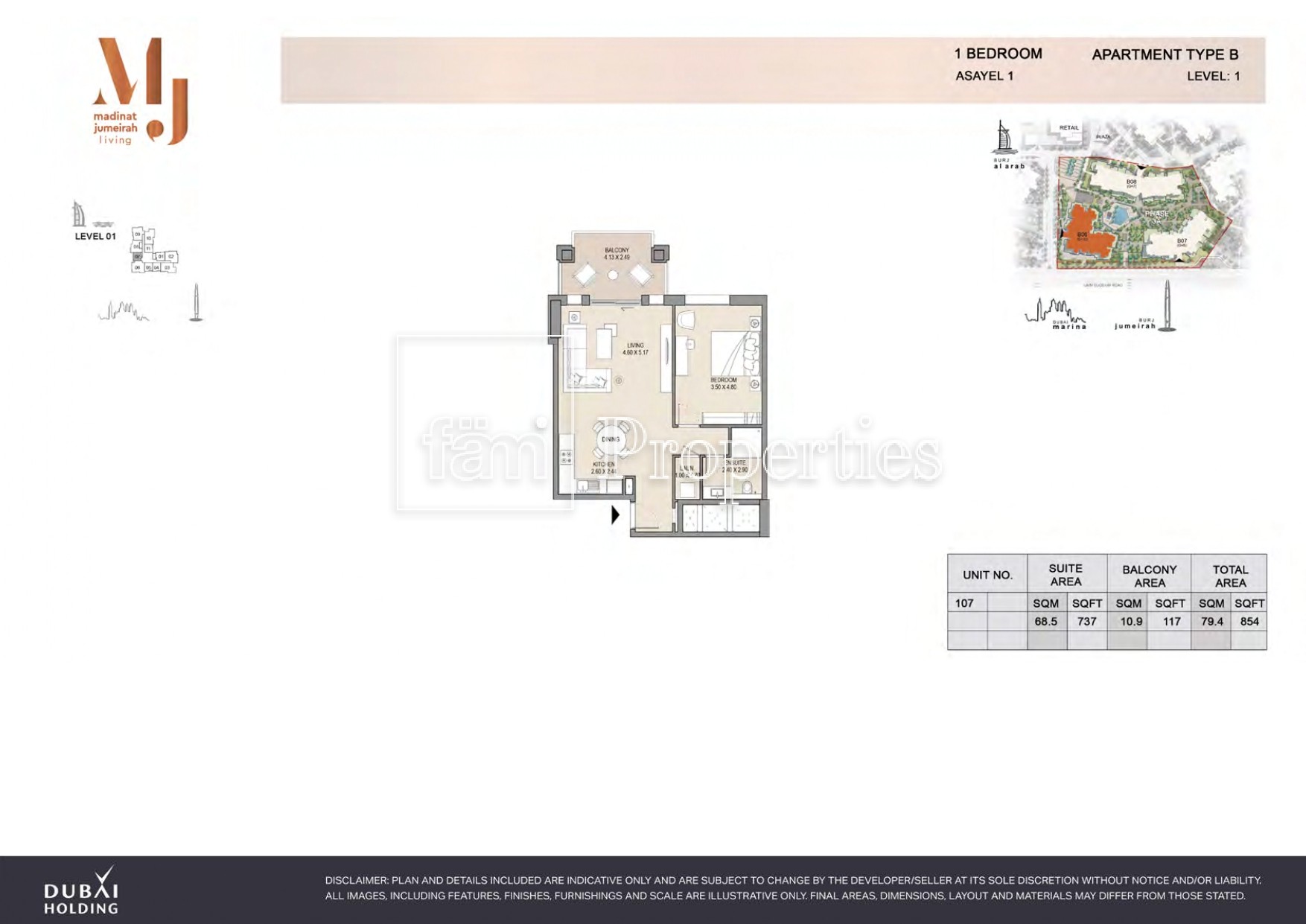 1 Bedroom floor plan