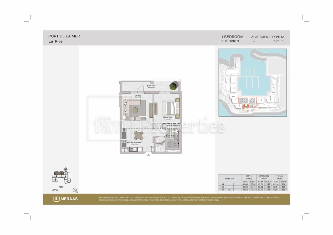 1 Bedroom floor plan