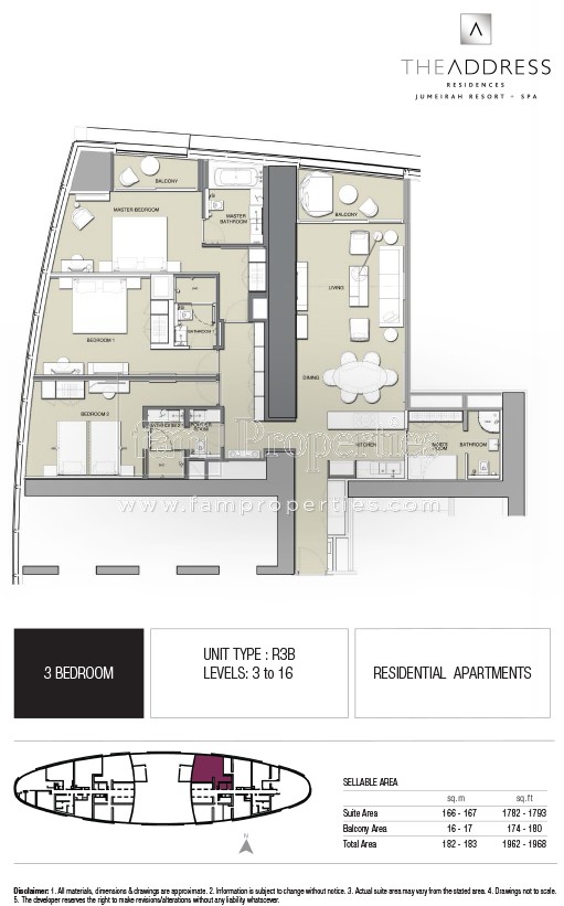 3 BD - R3B floor plan