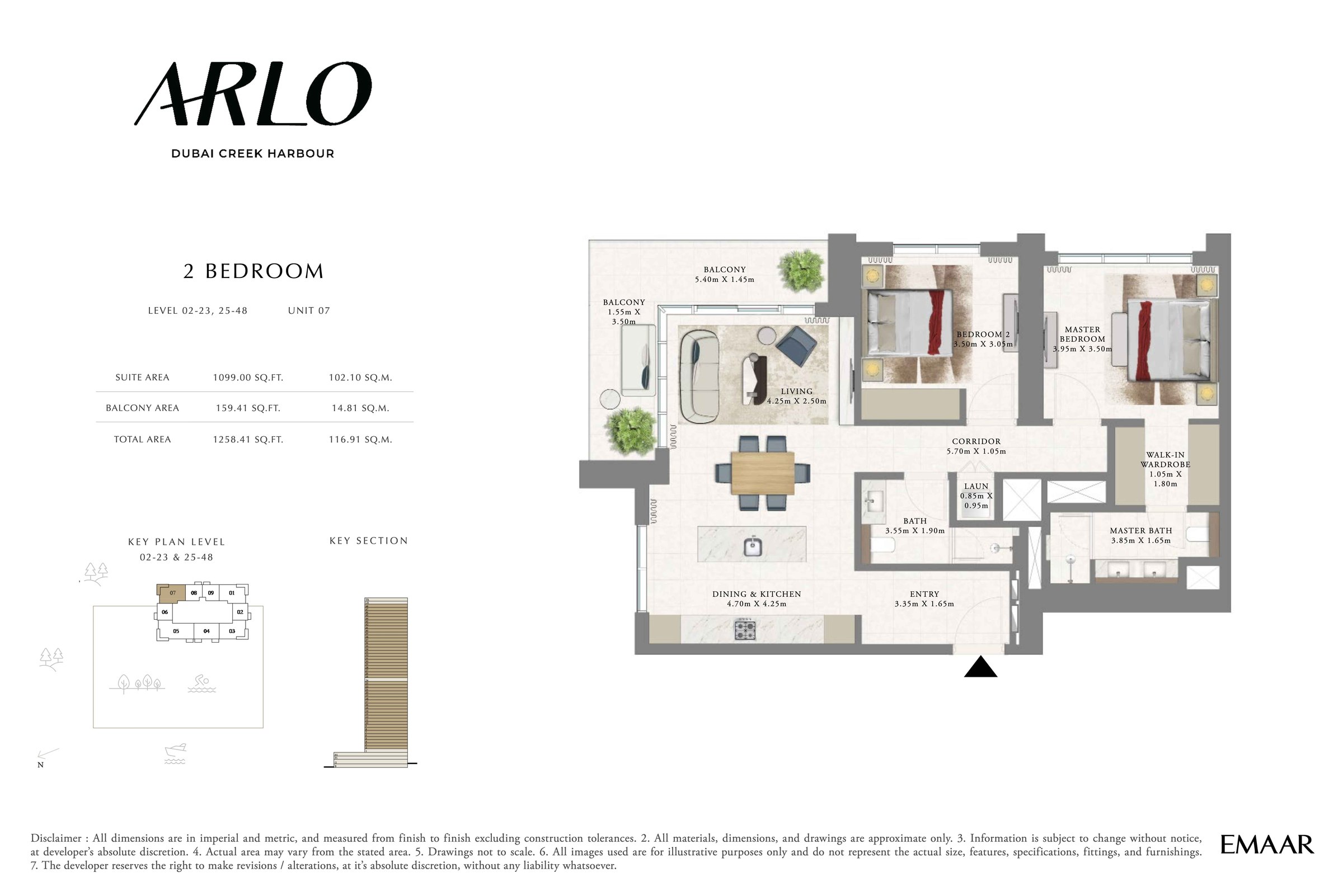 2BR - Lvl 2-23, 25-48 - Unit 7 floor plan