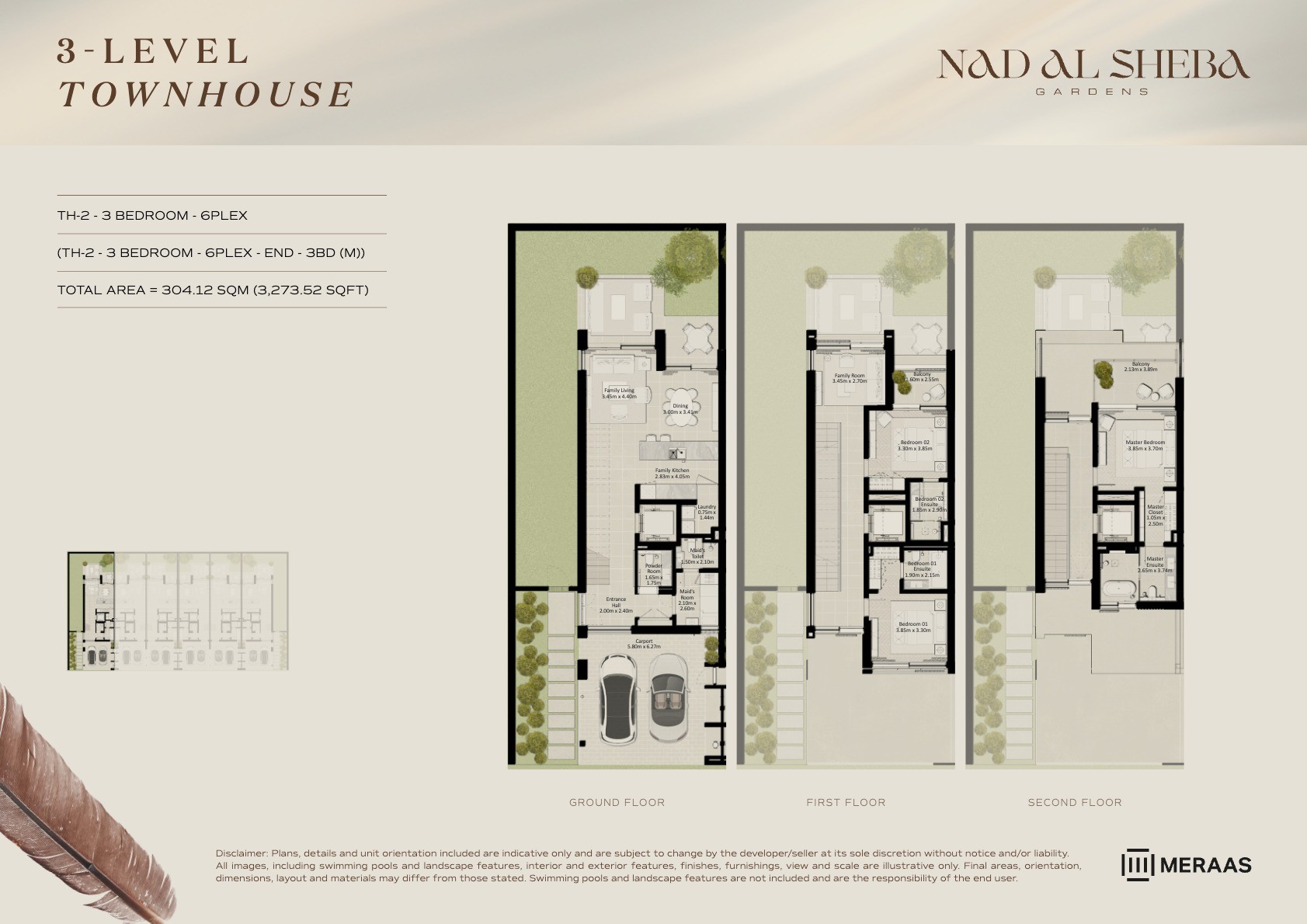 3LV - Townhouse - TH2-6Plex-End - 3BD (M) floor plan