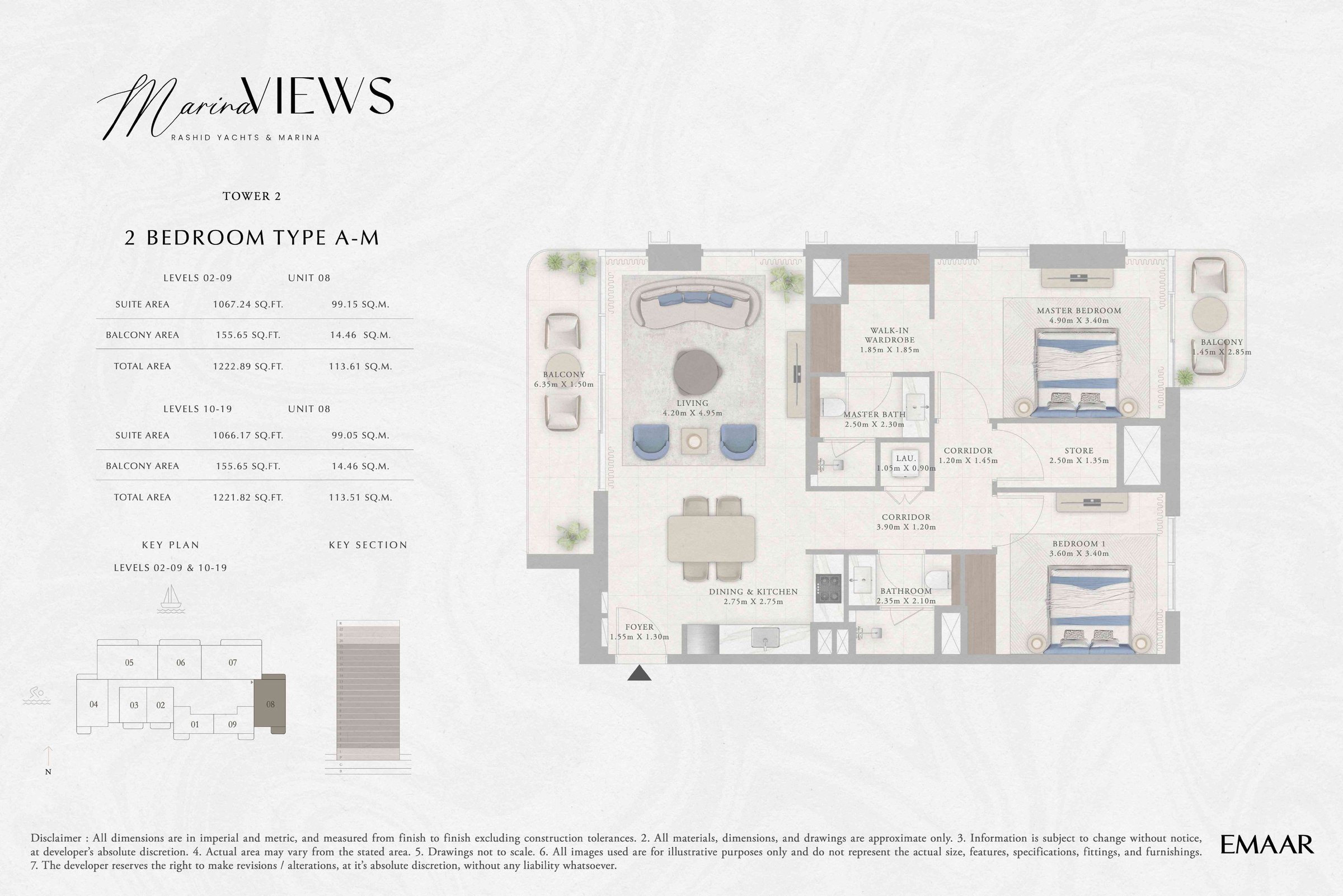 Tower 2 - 2BR - Type A-M - Level 2-9, 10-19 floor plan