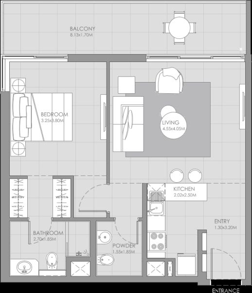 1 Bedroom floor plan
