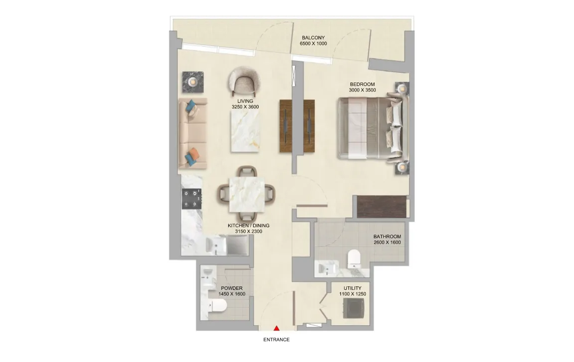 1 Bed floor plan