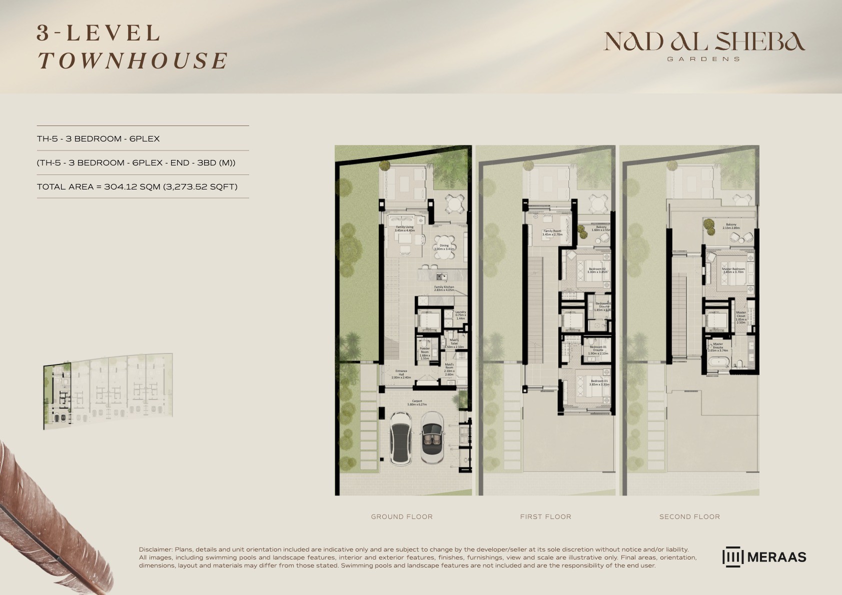 3LV - Townhouse - TH5-6Plex-End - 3BD (M) floor plan
