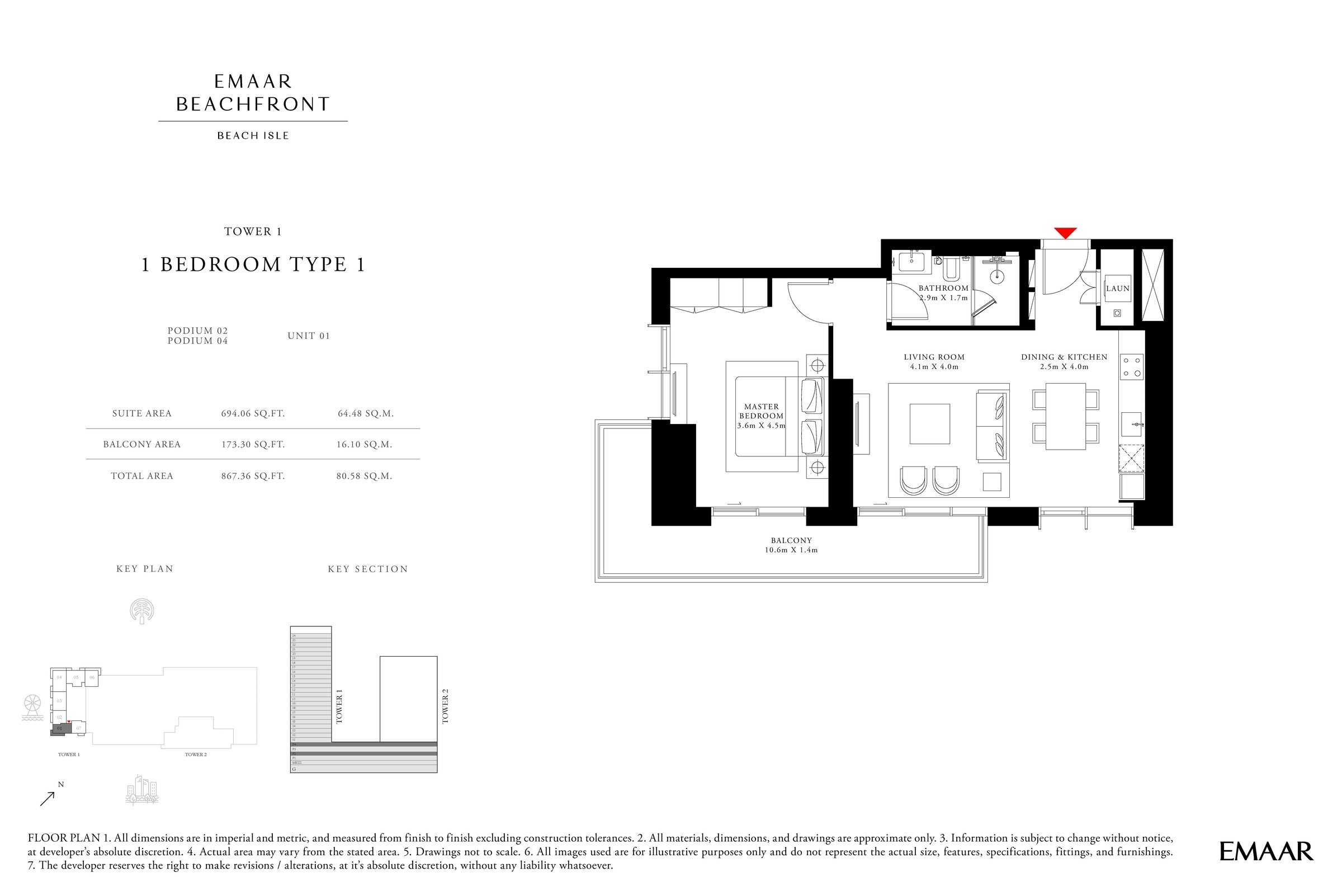 1 Bedroom floor plan