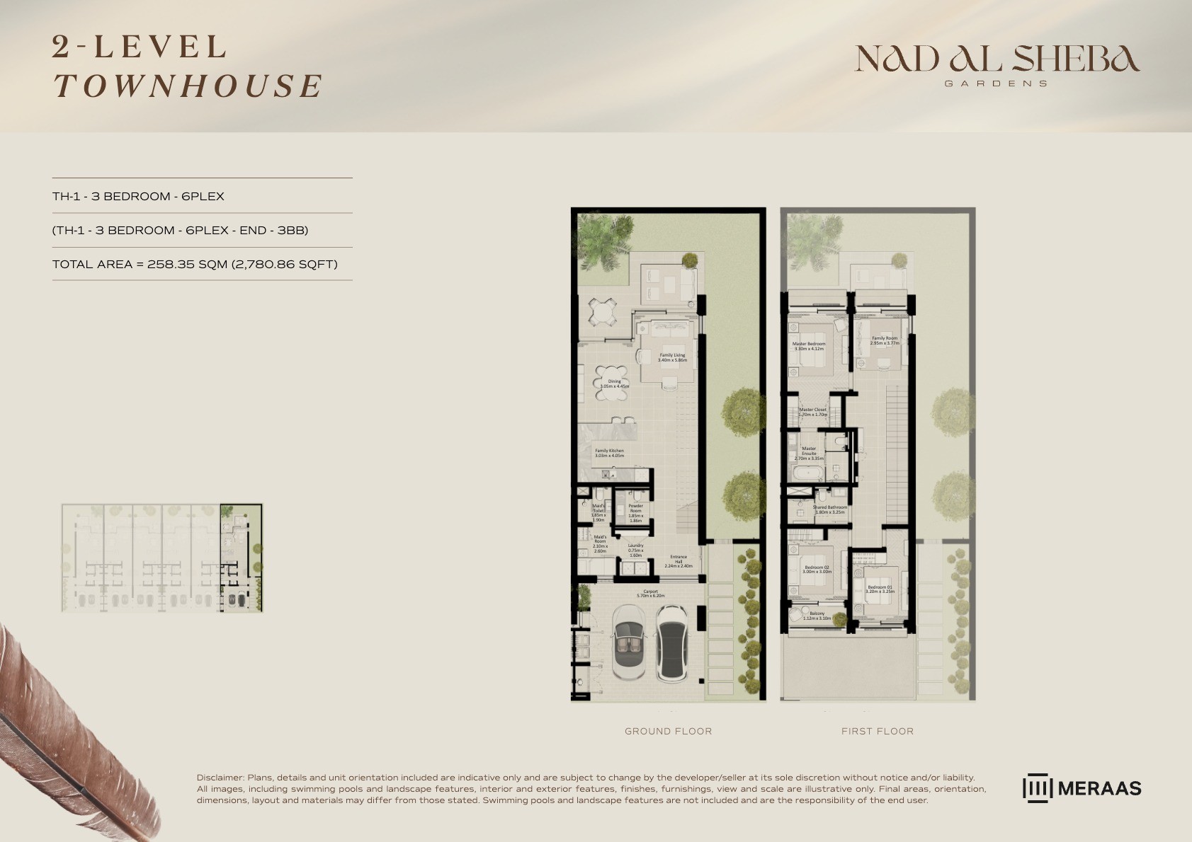 2LV - Townhouse - TH1-6Plex-End - 3BB floor plan