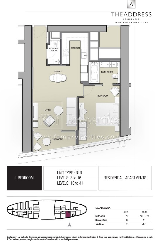1 BD - R1B floor plan