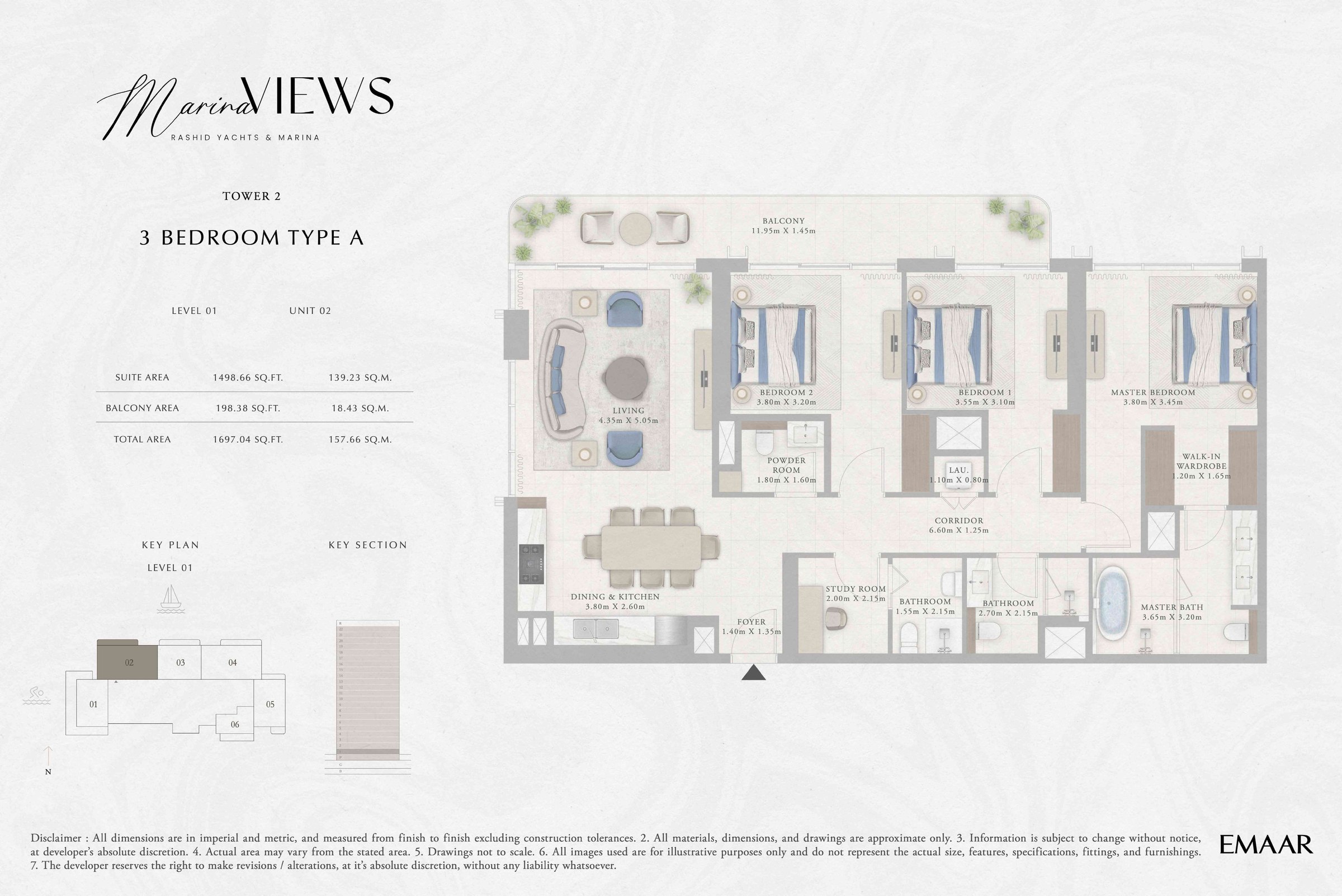 Tower 2 - 3BR - Type A - Level 1 floor plan