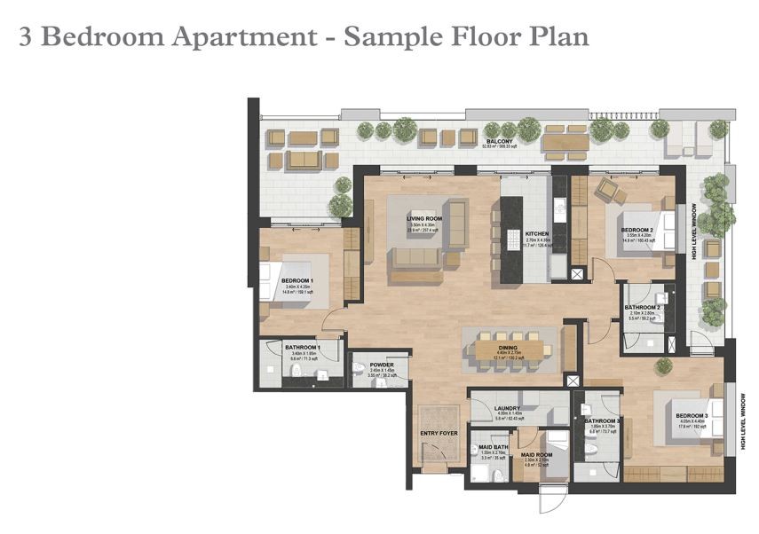 3BR Apartment floor plan