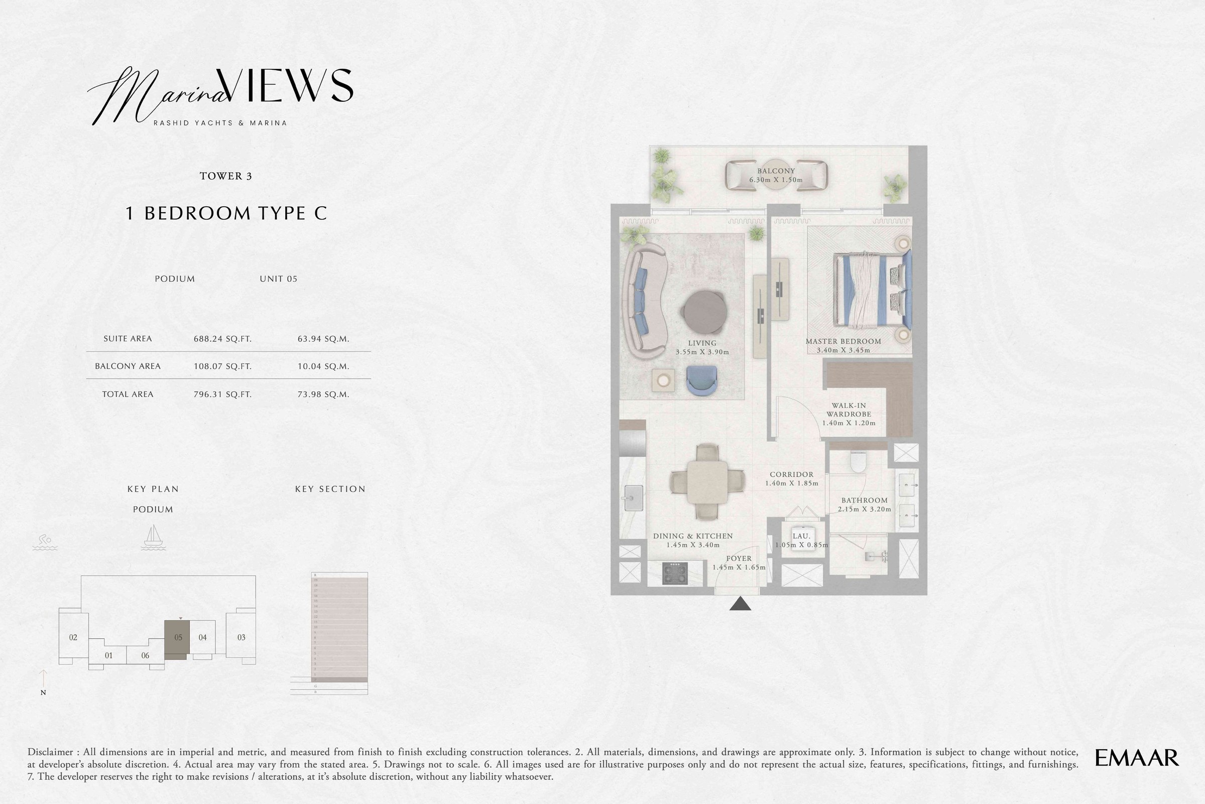 Tower 3 - 1BR - Type C - Podium floor plan