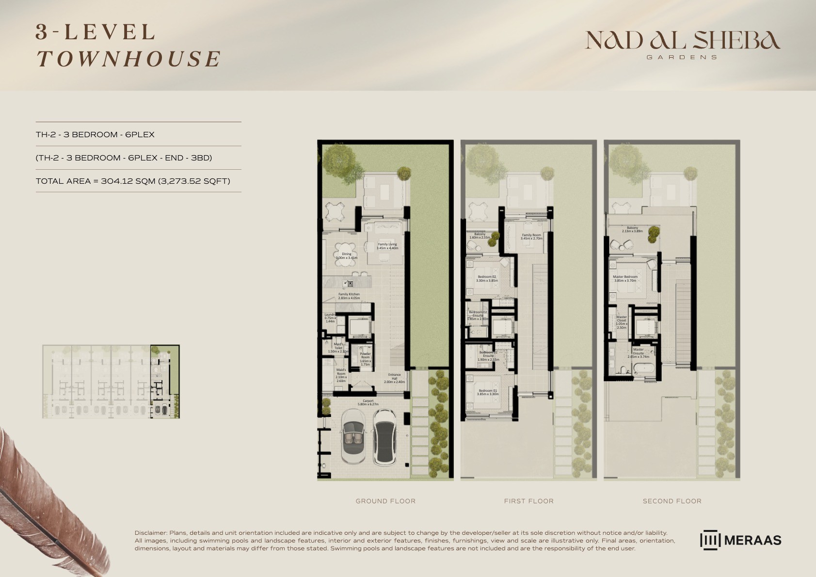 3LV - Townhouse - TH2-6Plex-End - 3BD floor plan