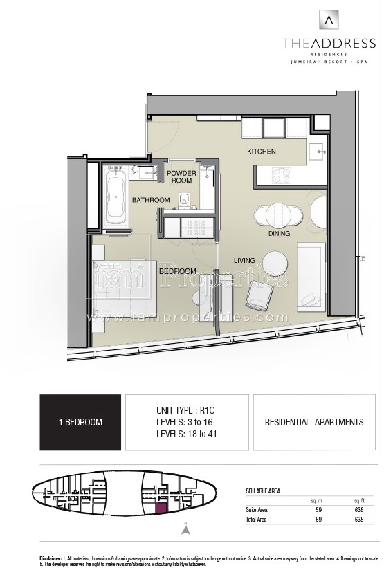 1 BD - R1C floor plan