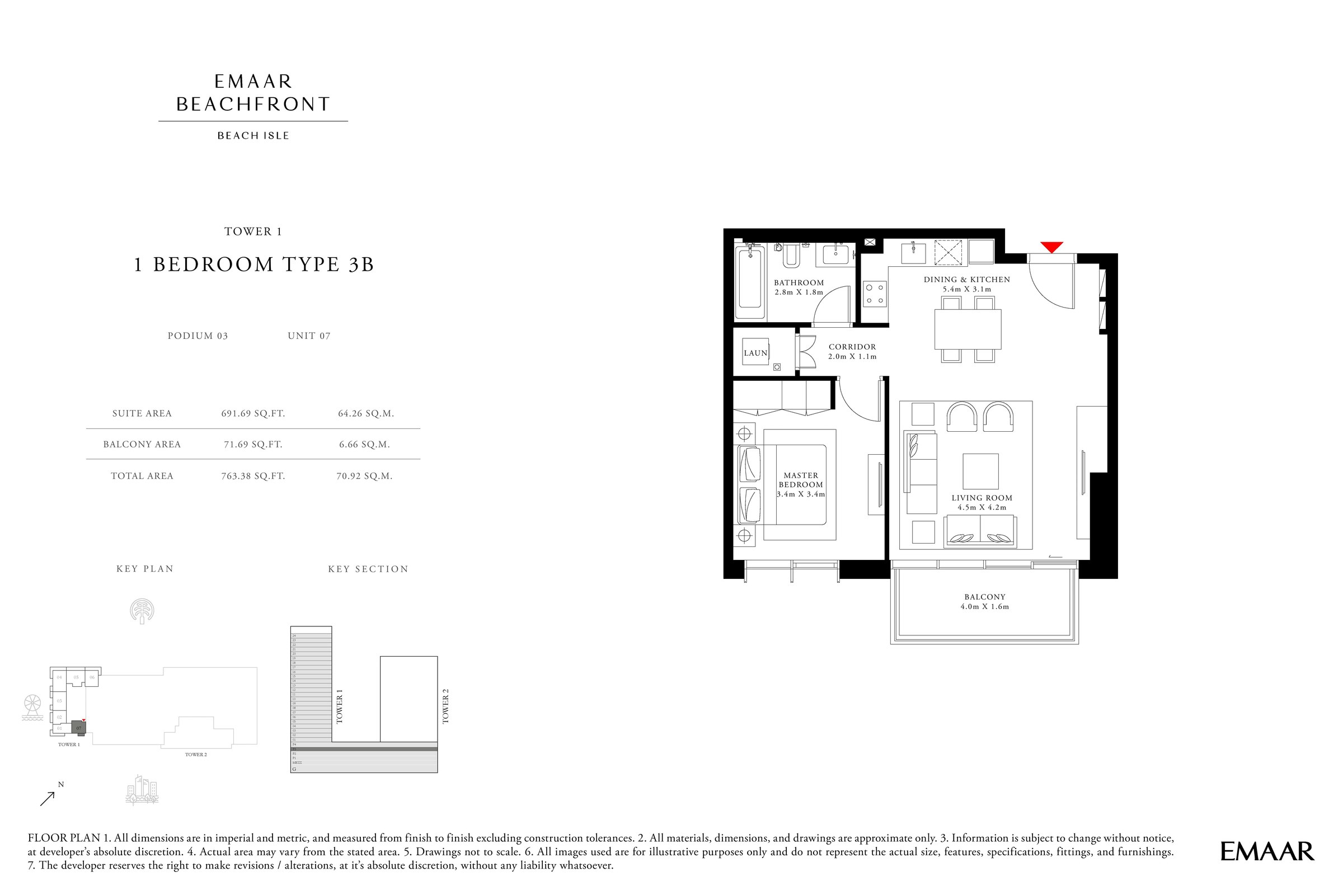 1 Bedroom floor plan