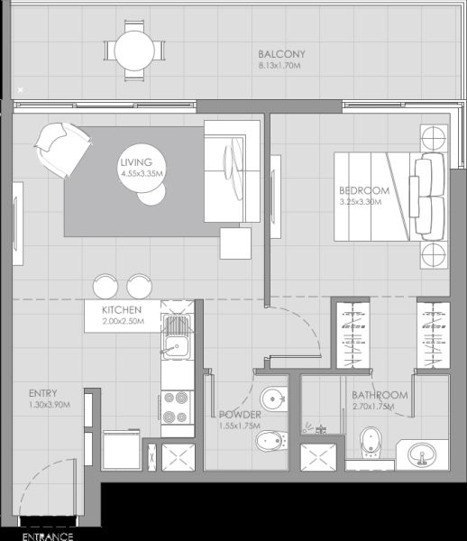 1 Bedroom floor plan