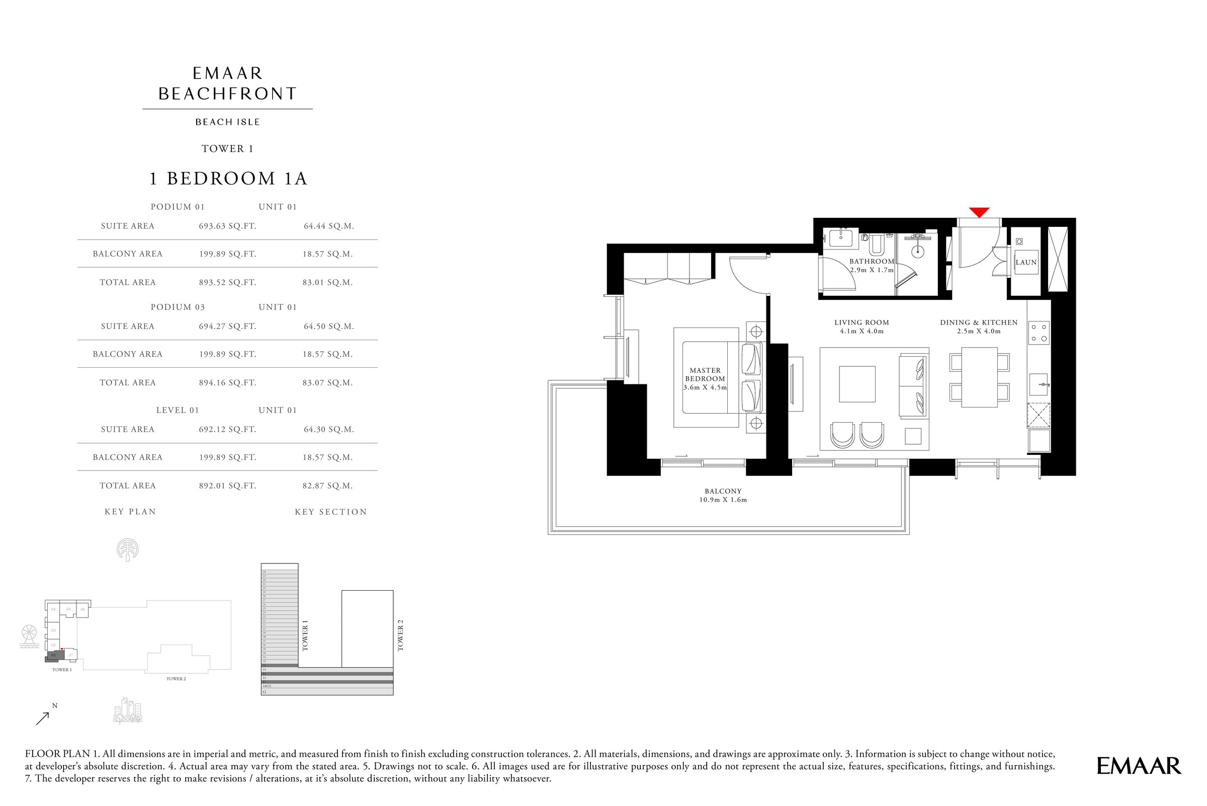 1 Bedroom floor plan