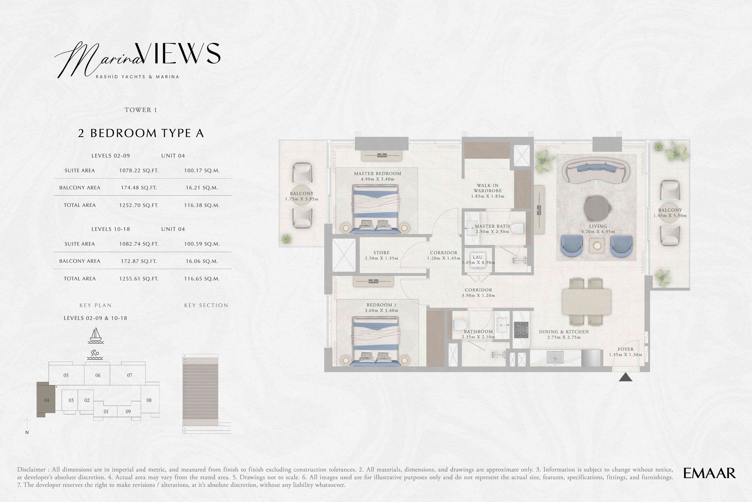 Tower 1 - 2BR - Type A - Level 2-9, 10-18 floor plan