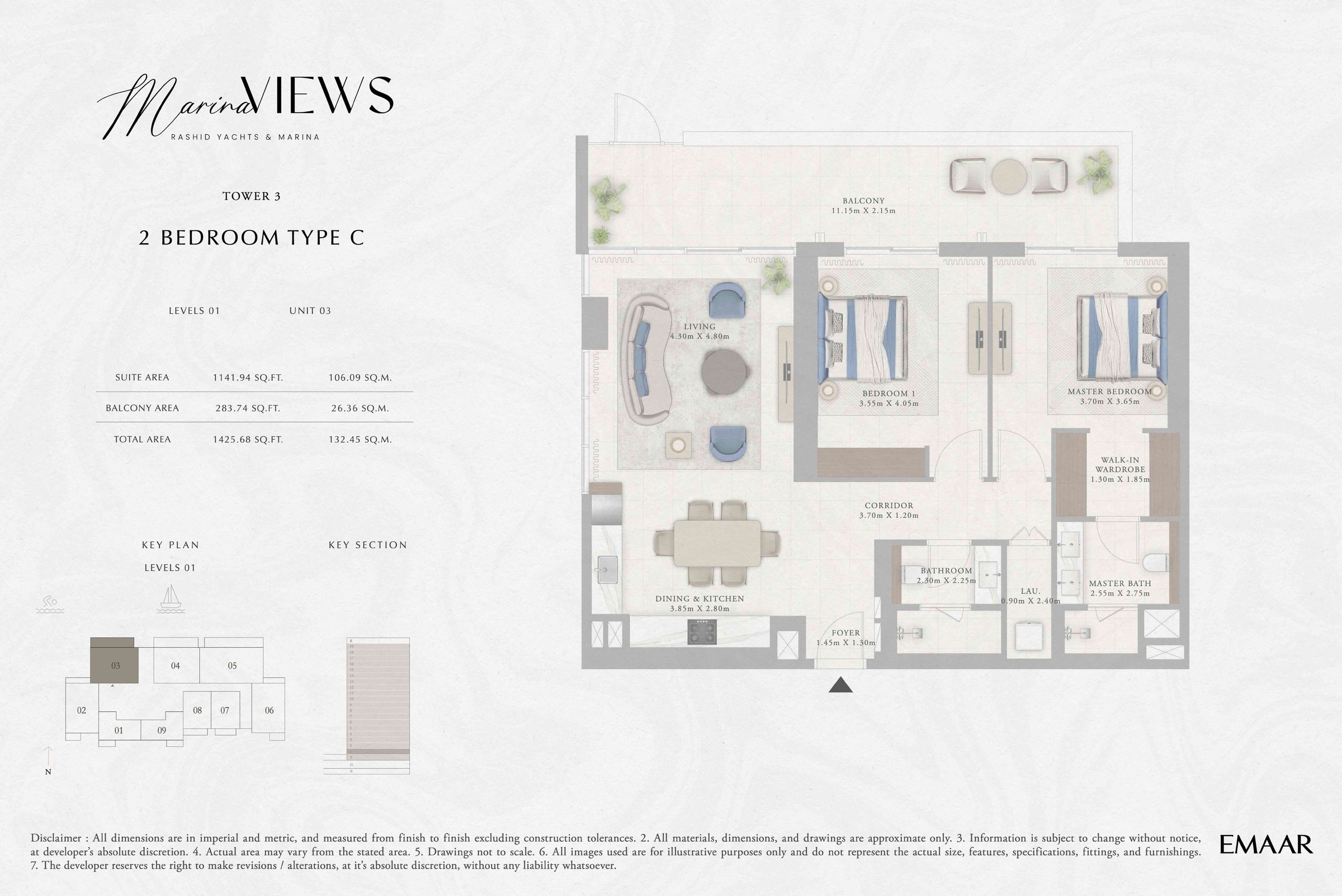 Tower 3 - 2BR - Type C - Level 1 floor plan