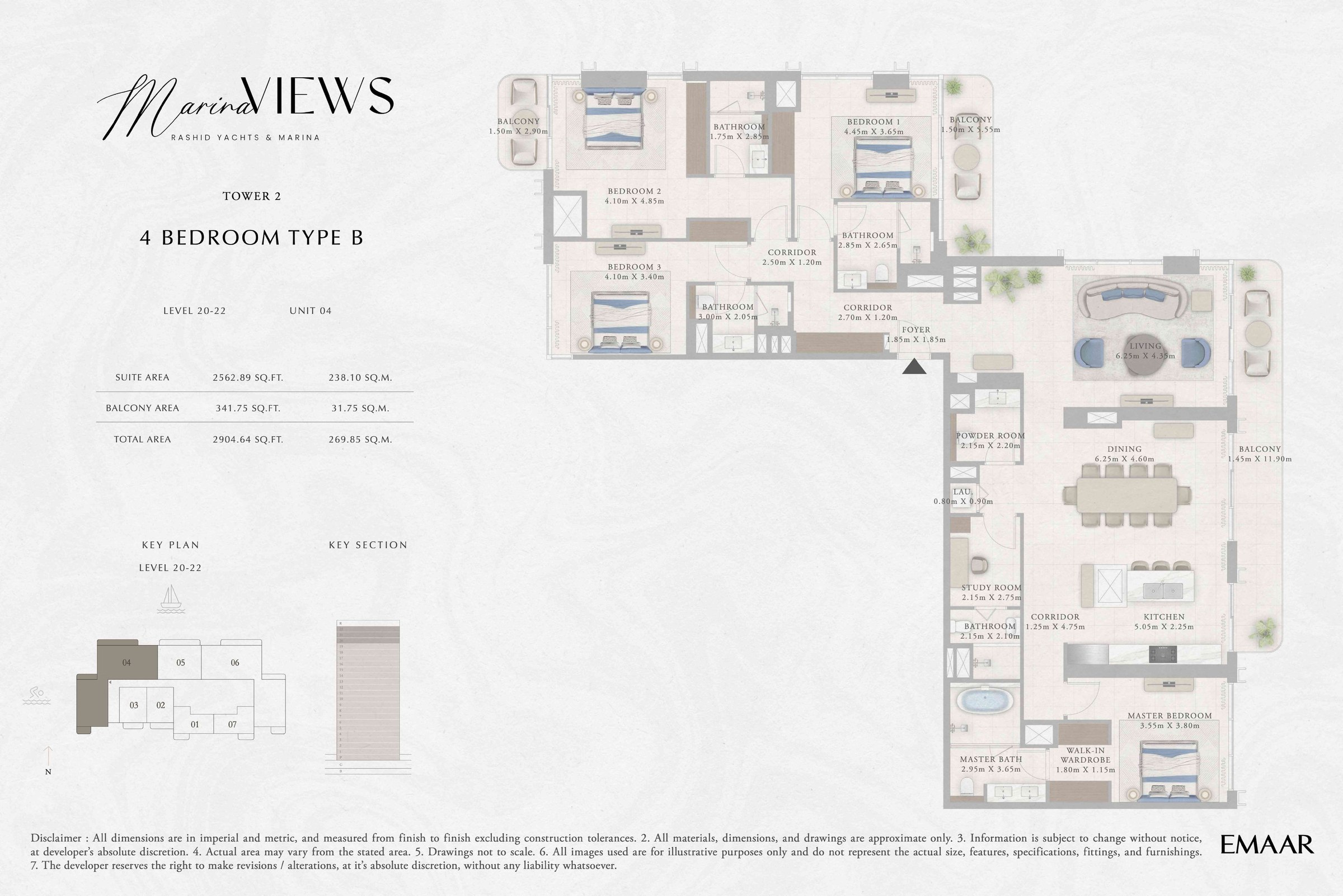 Tower 2 - 4BR - Type B - Level 20-22 floor plan