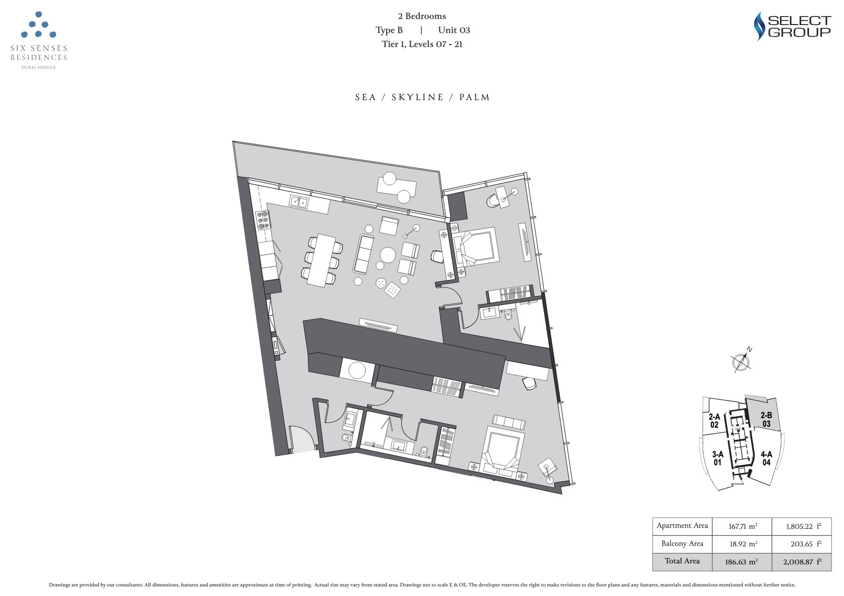 2BR - Type B - Unit 3 floor plan
