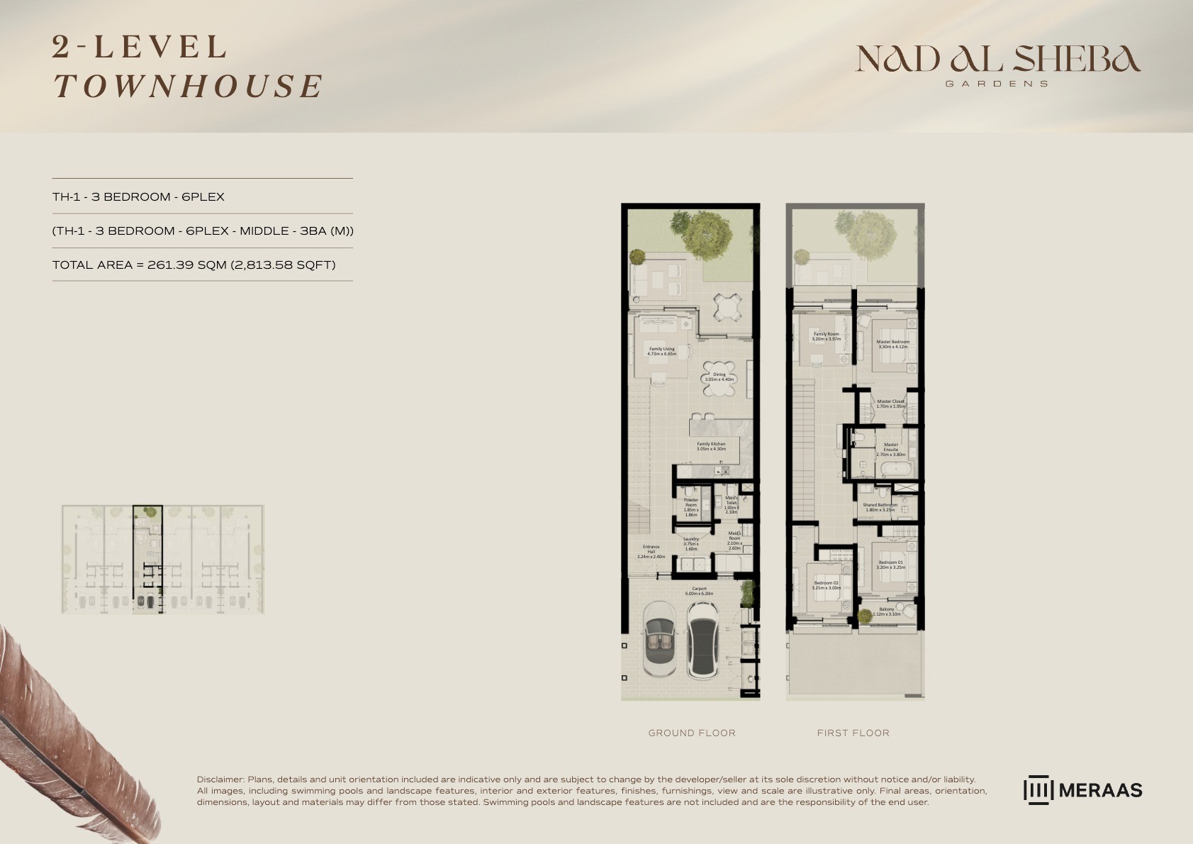 2LV - Townhouse - TH1-6Plex-Mid - 3BA (M) floor plan