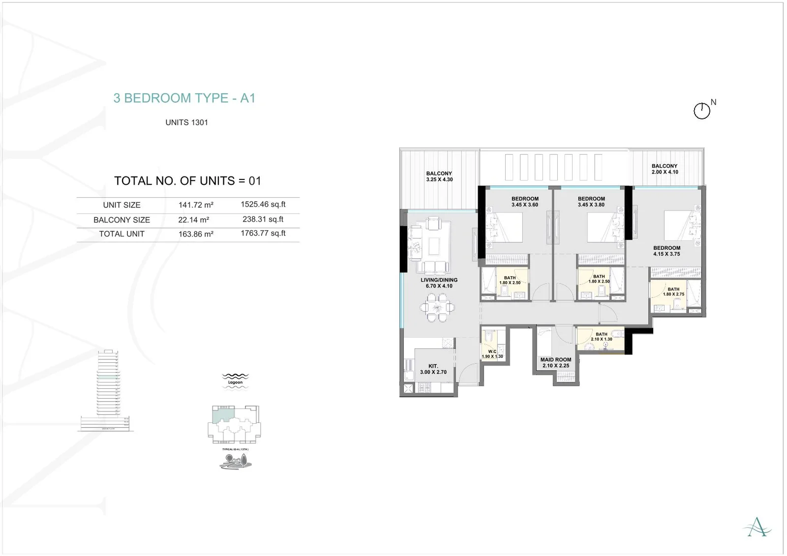 3 Bed floor plan