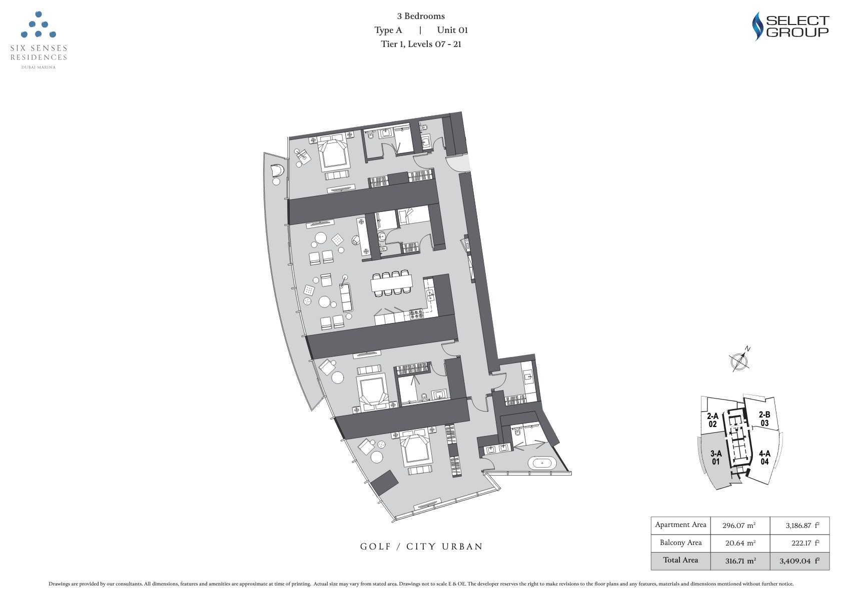 3BR - Type A - Unit 1 floor plan