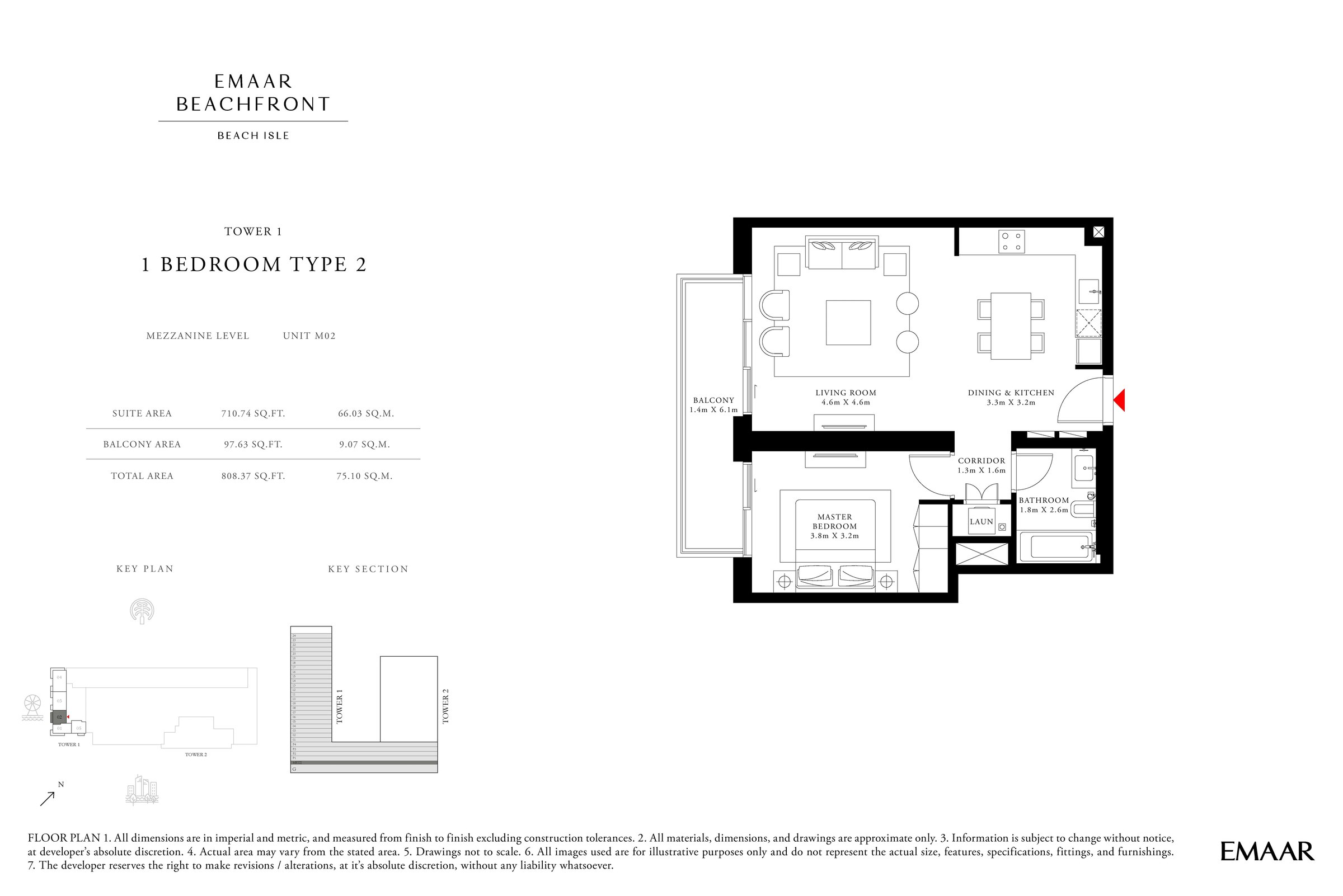 1 Bedroom floor plan