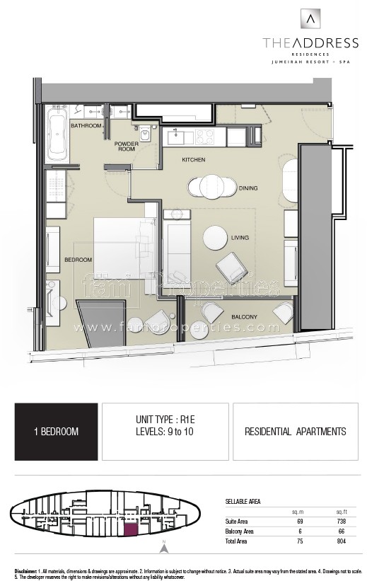 1 BD - R1E floor plan
