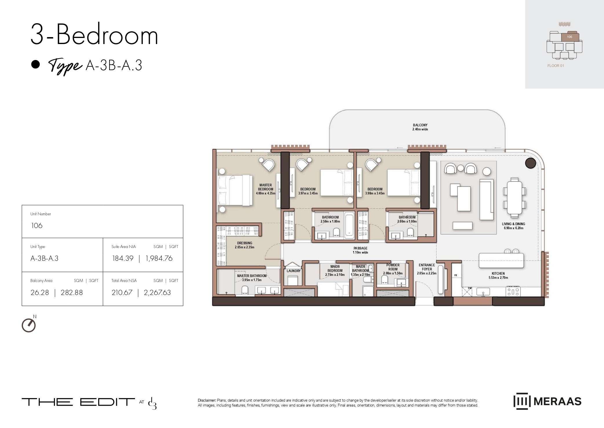 3 Bed floor plan