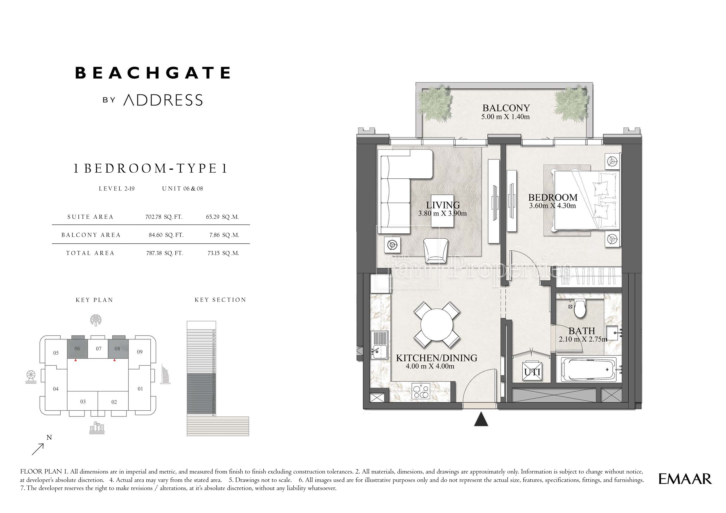 1 Bedroom floor plan