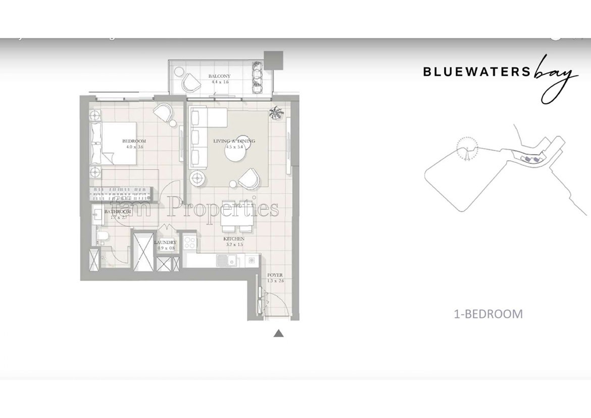 1 Bedroom floor plan
