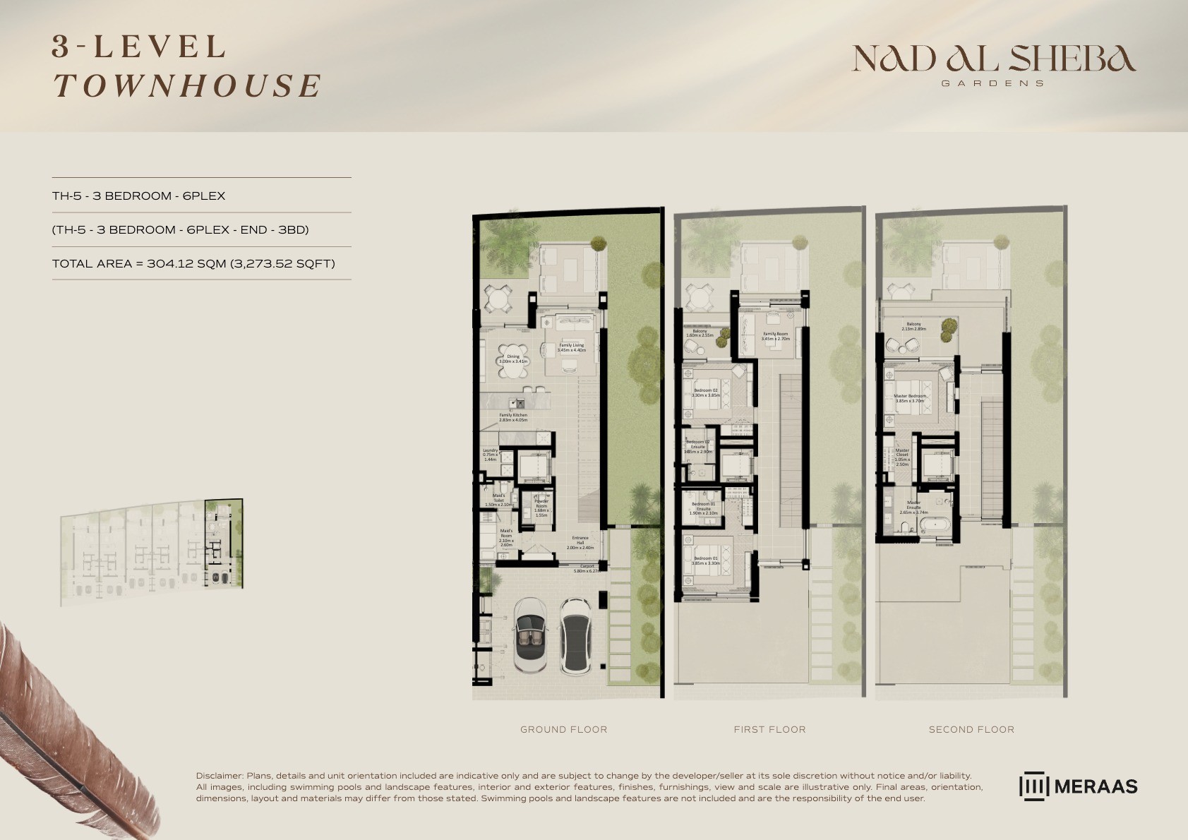 3LV - Townhouse - TH5-6Plex-End - 3BD floor plan