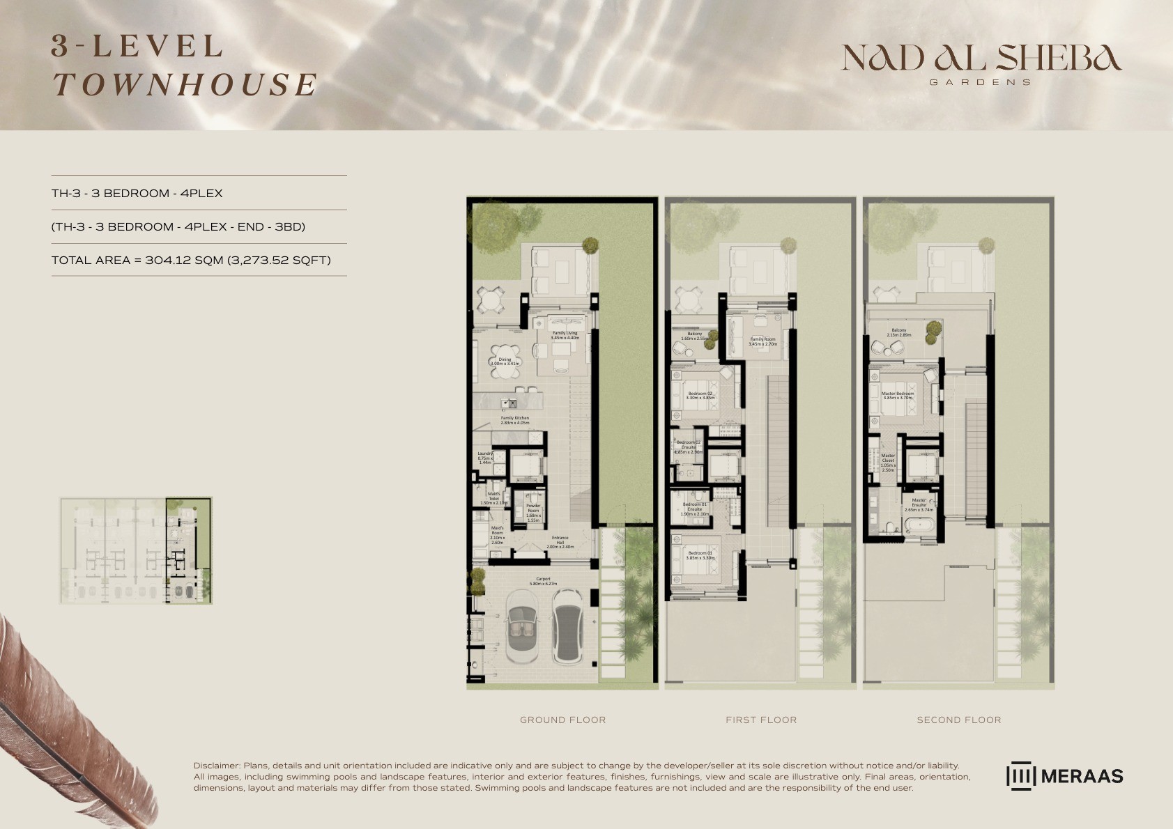 3LV - Townhouse - TH3-4PLex-End - 3BD floor plan