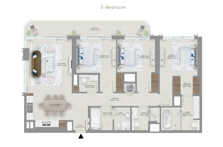 3 Bed floor plan