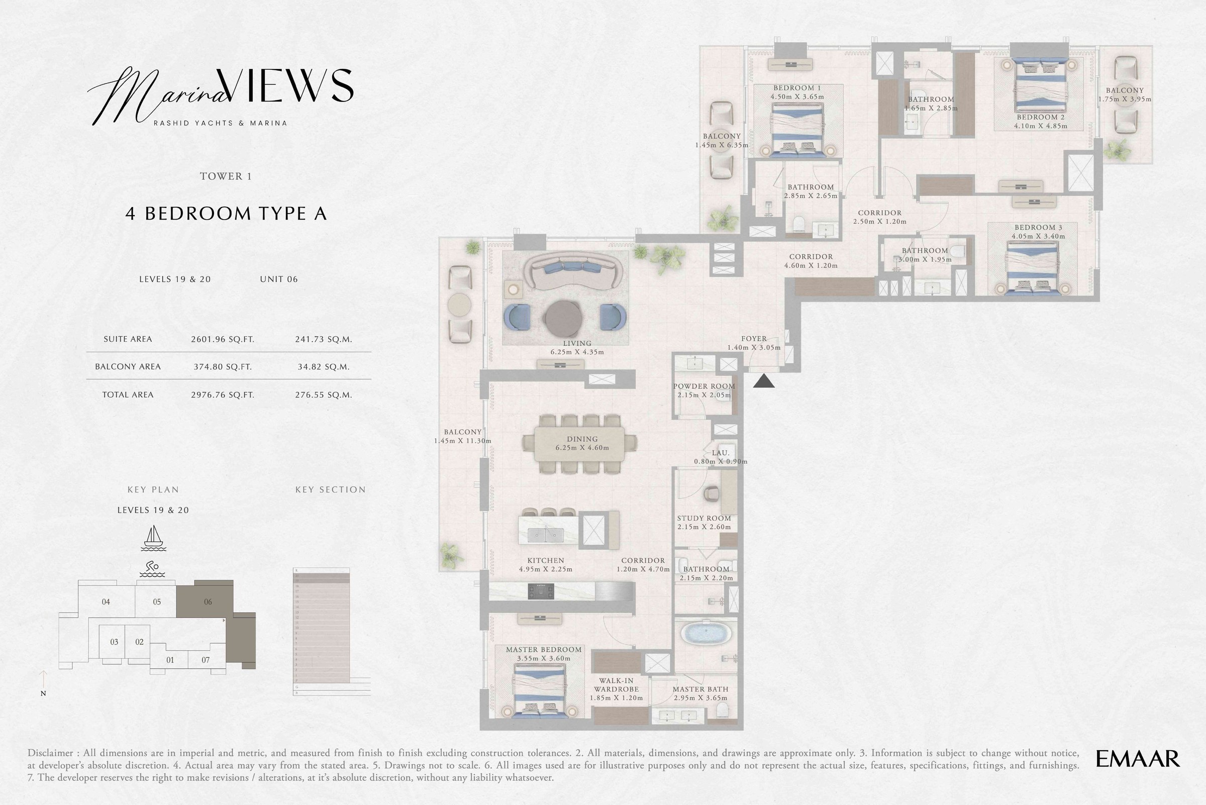 Tower 1 - 4BR - Type A - Level 19-20 floor plan