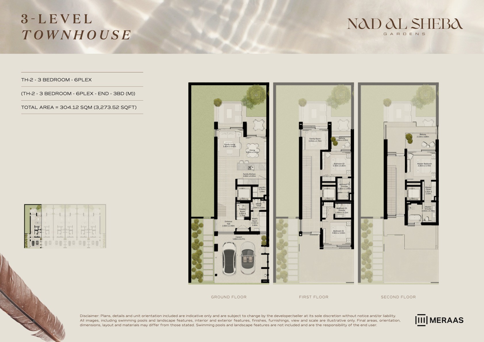 3LV - Townhouse - TH2-6PLex-End - 3BD (M) floor plan