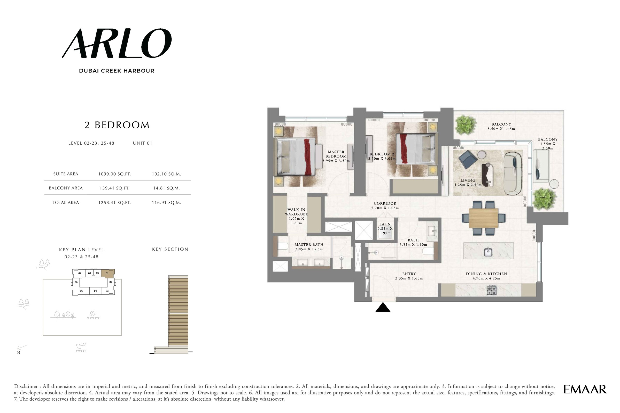 2BR - Lvl 2-23, 25-48 - Unit 1 floor plan