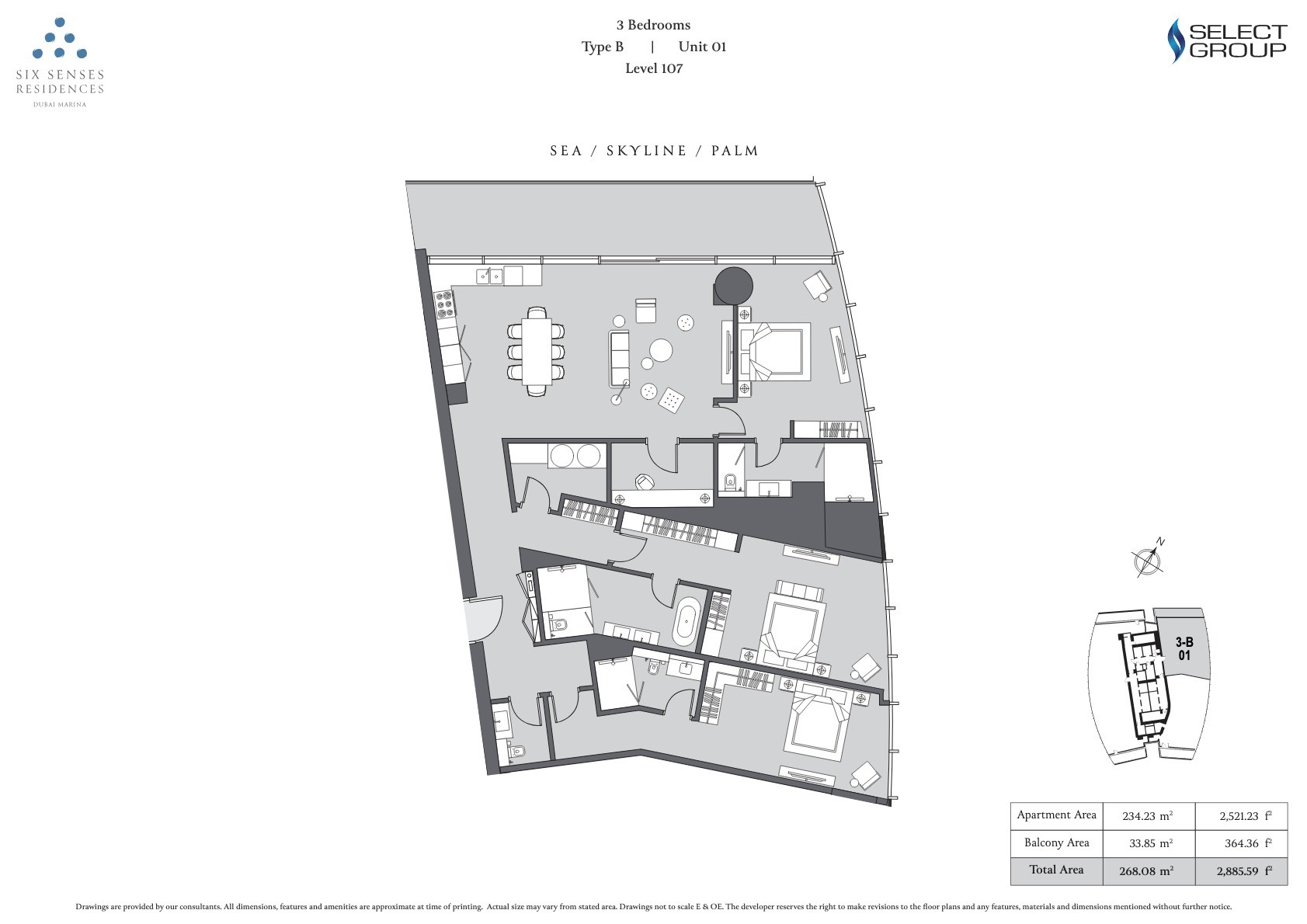 3BR - Type B - Unit 1 floor plan