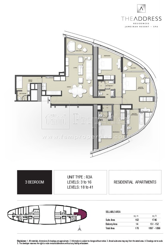 3 BD - R3A floor plan