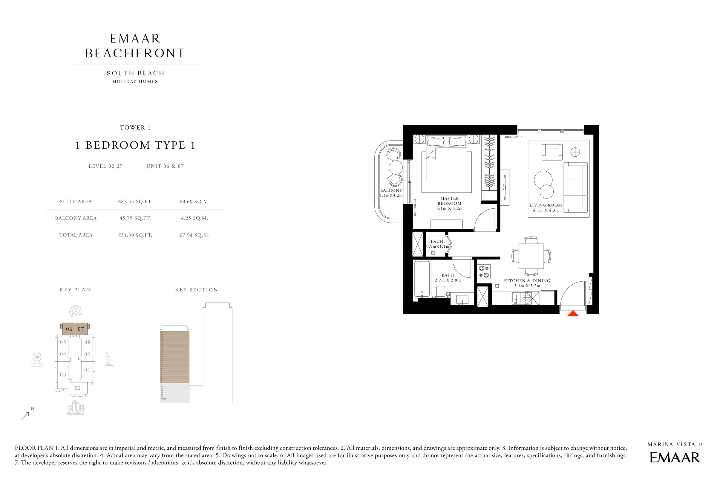 1 Bedroom floor plan