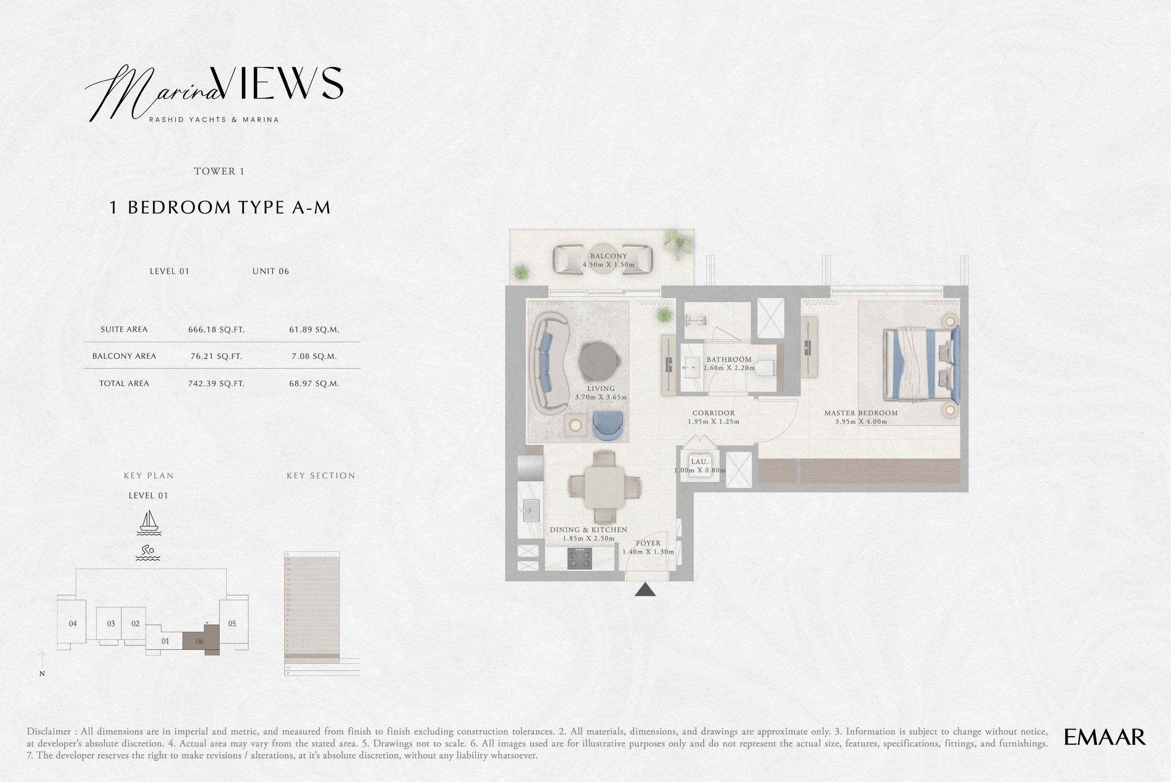 Tower 1 - 1BR - Type A-M - Level 1 floor plan