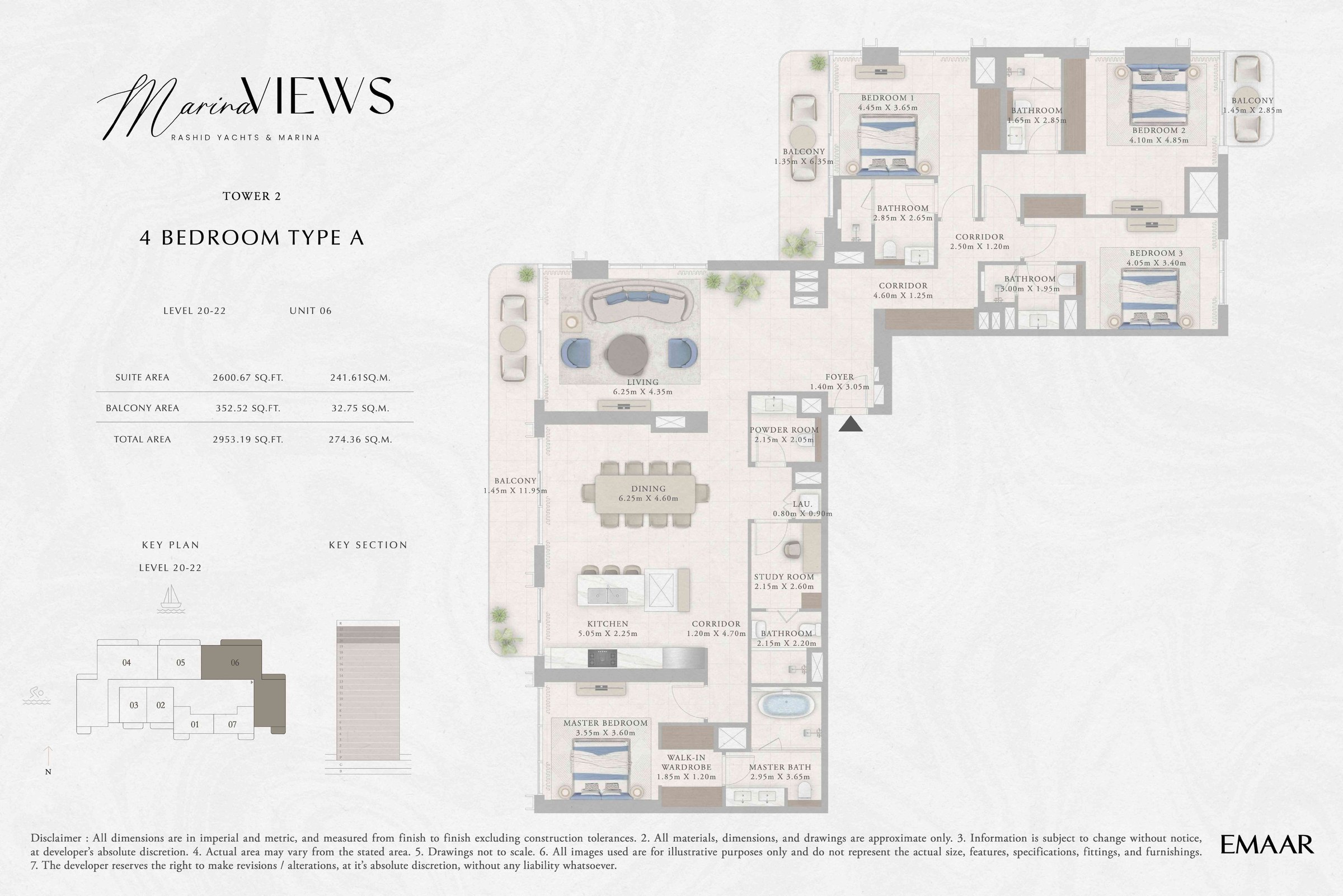 Tower 2 - 4BR - Type A - Level 20-22 floor plan