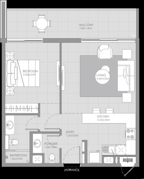 1 Bedroom floor plan