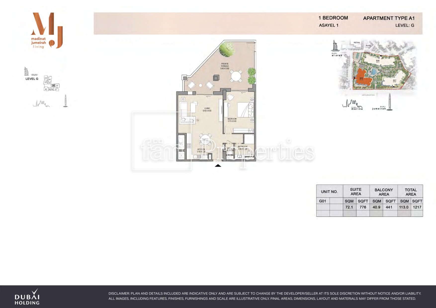 1 Bedroom floor plan