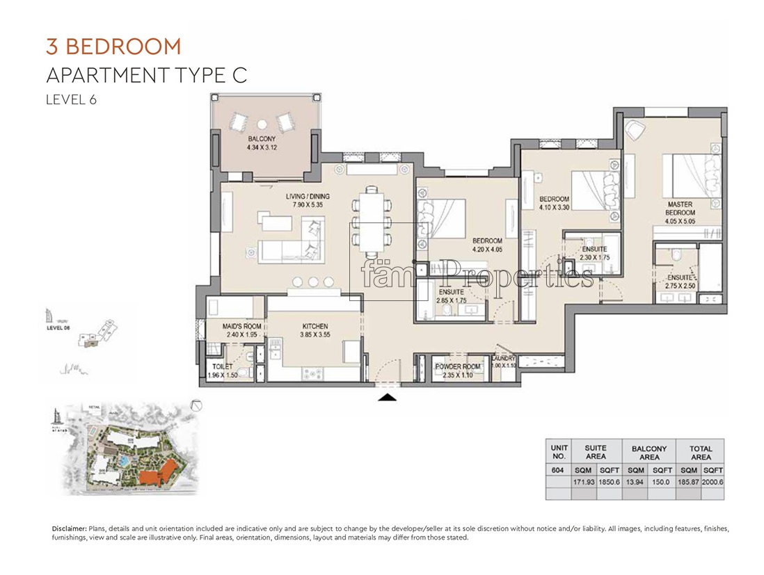 3 Bedroom floor plan
