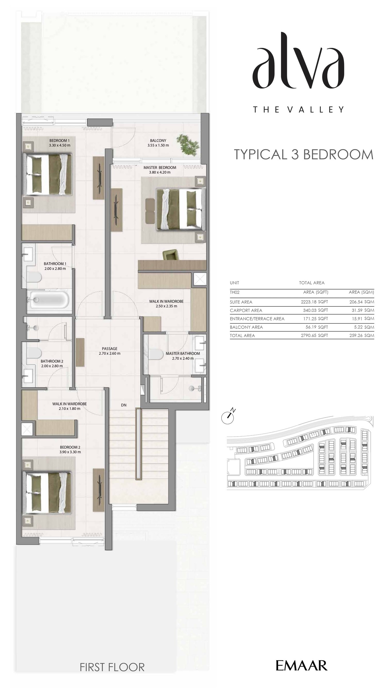3 Bed floor plan