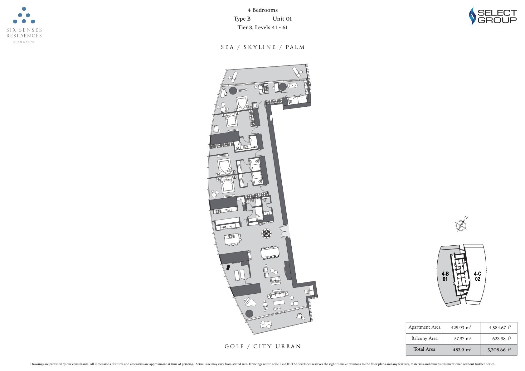 4BR - Type B - Unit 1 floor plan